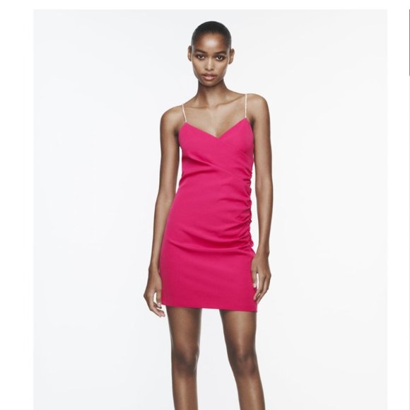 zara SHINY STRAPPY MINI  Dress with surplice V-neckline and - Picture 1 of 1